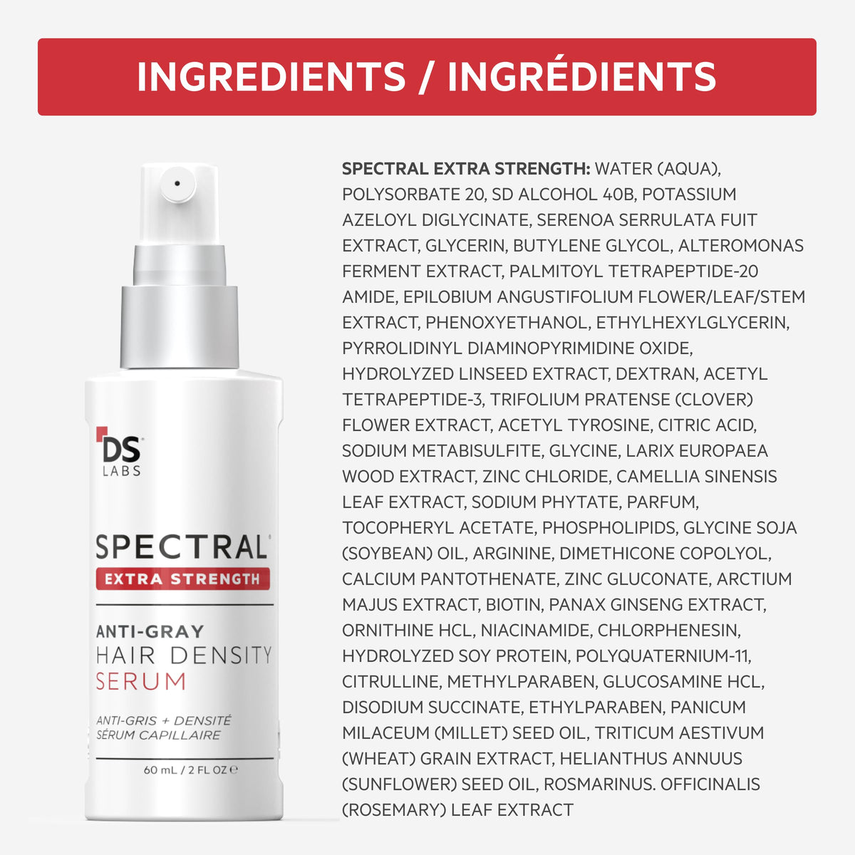DS Laboratories back label with ingredients list for transparent formulation information