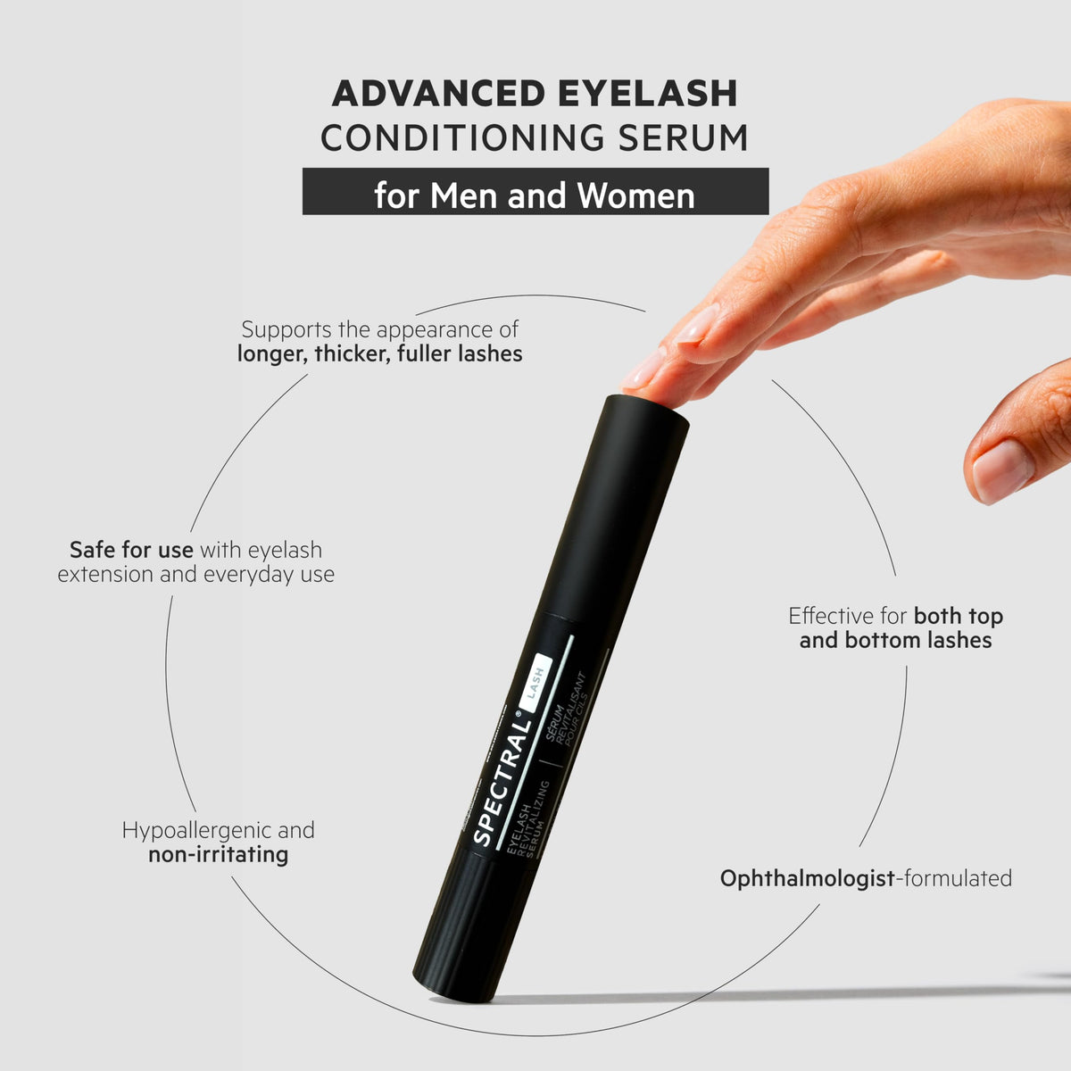 DS Laboratories applicator tip close-up for precise lash-line application and control