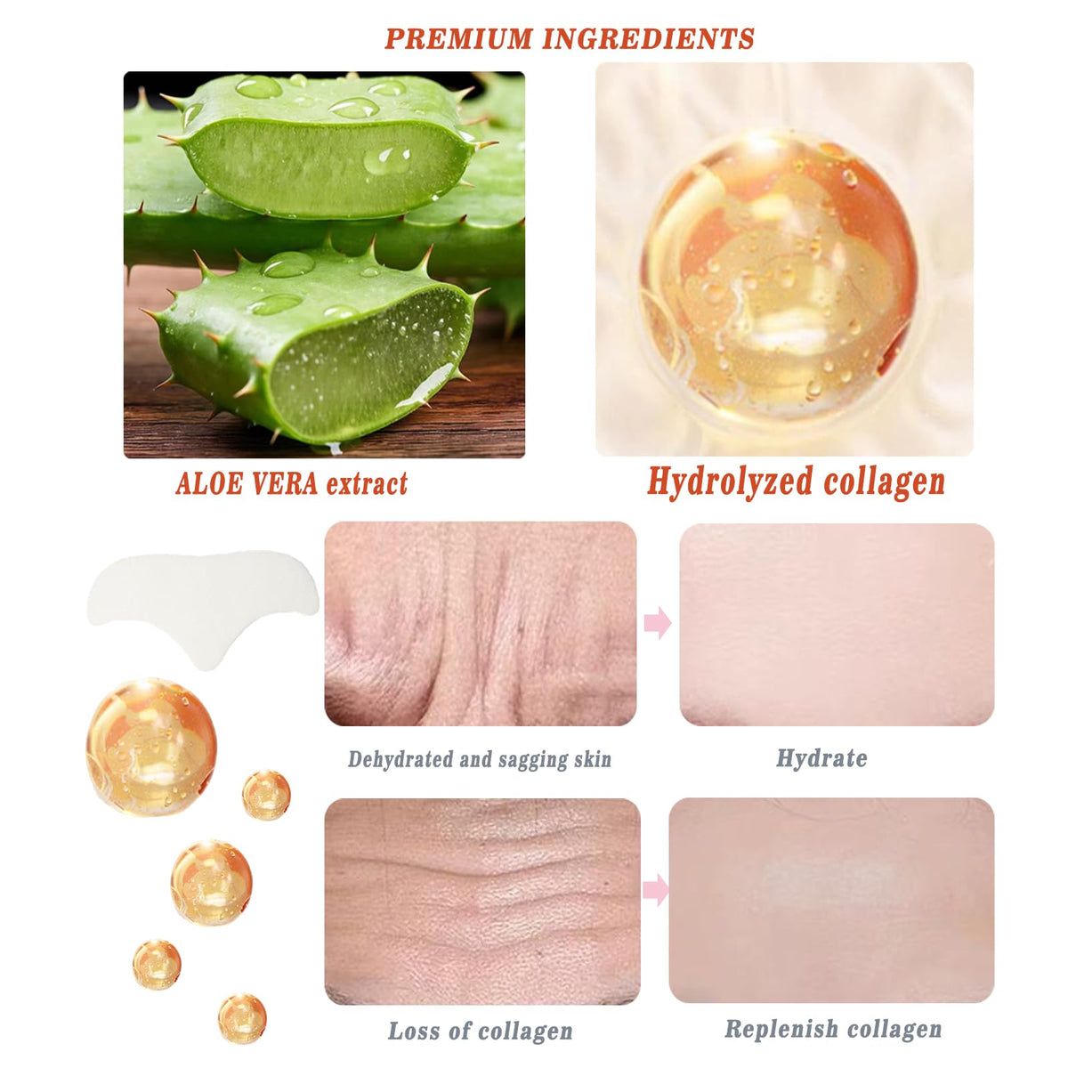 dsoeho collagen and aloe ingredients displayed for soothing hydration