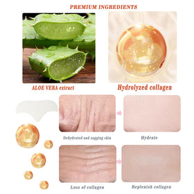 dsoeho collagen and aloe ingredients displayed for soothing hydration