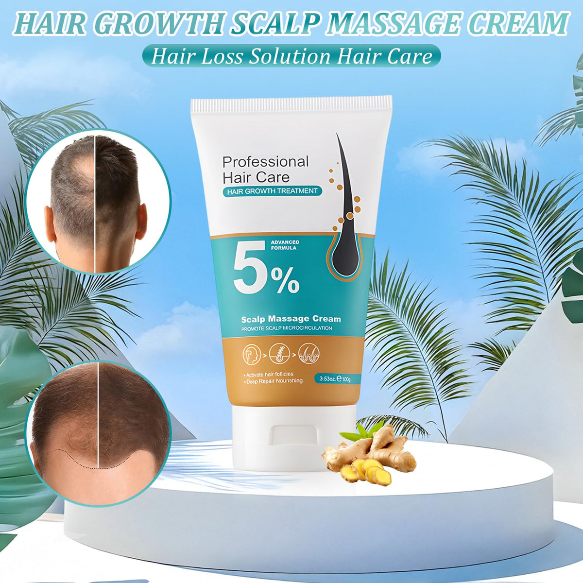 dssuoa applying cream to scalp while massaging for circulation benefit