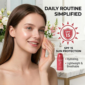 DTMIEAXN application on mature skin with sponge reducing appearance of fine lines