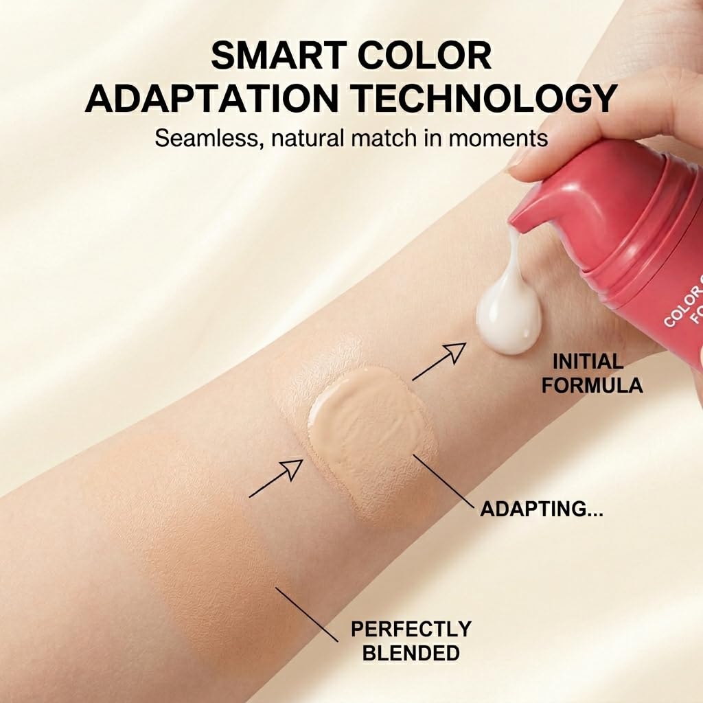 DTMIEAXN swatch on wrist demonstrating color-adapting pigment matching benefit