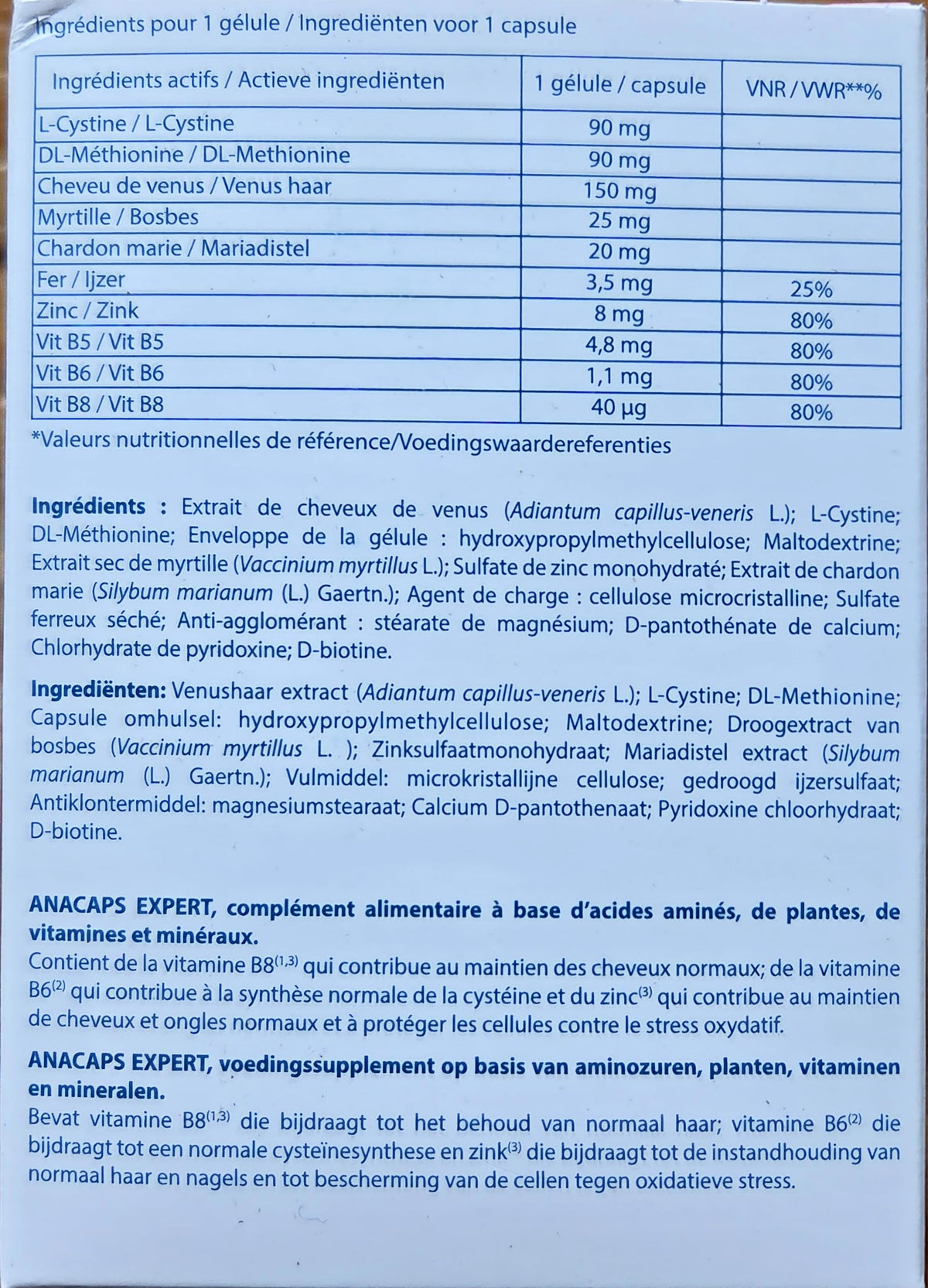 Ducray ingredients label with amino acids and botanicals for informed choice benefit