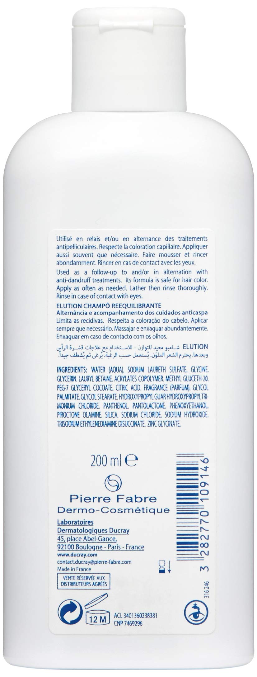 Ducray Elution cap detail highlighting easy dispensing and convenience