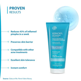Ducray Keracnyl in shower being used on body for full skin care