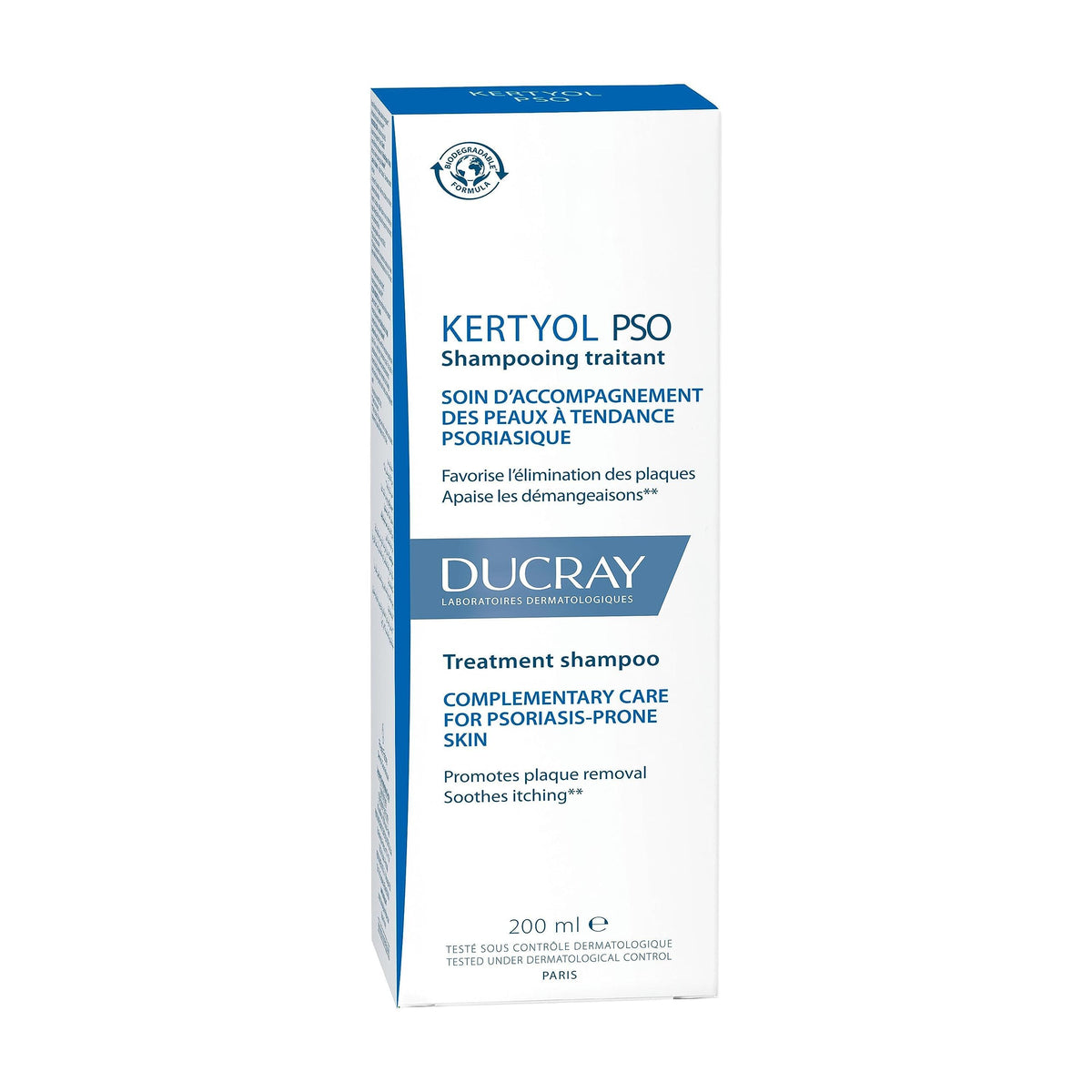 Ducray shampoo being massaged into scalp to loosen scales and flakes