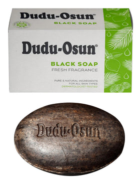 Close-up of Dudu-Osun soap texture highlighting natural ingredients and rich lather