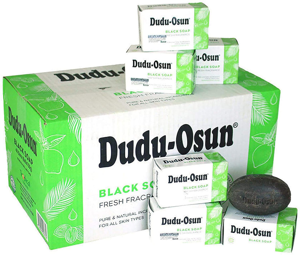 Dudu-Osun front packaging showing six 150g bars and clear labeling for value