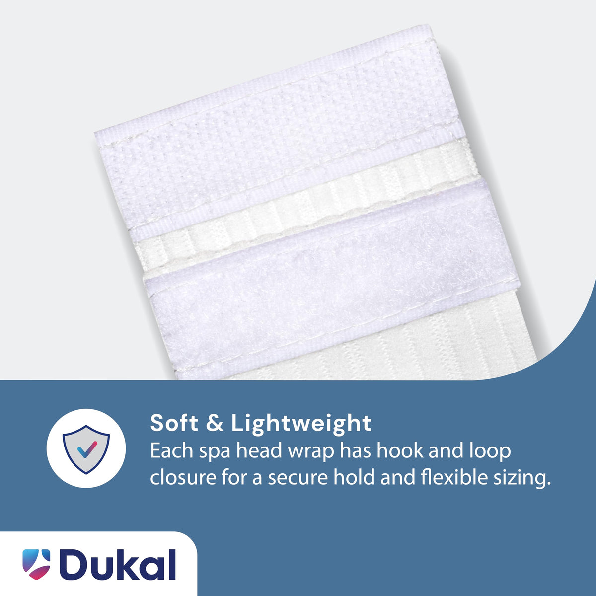 Dukal headband beside a hand to show scale and easy handling