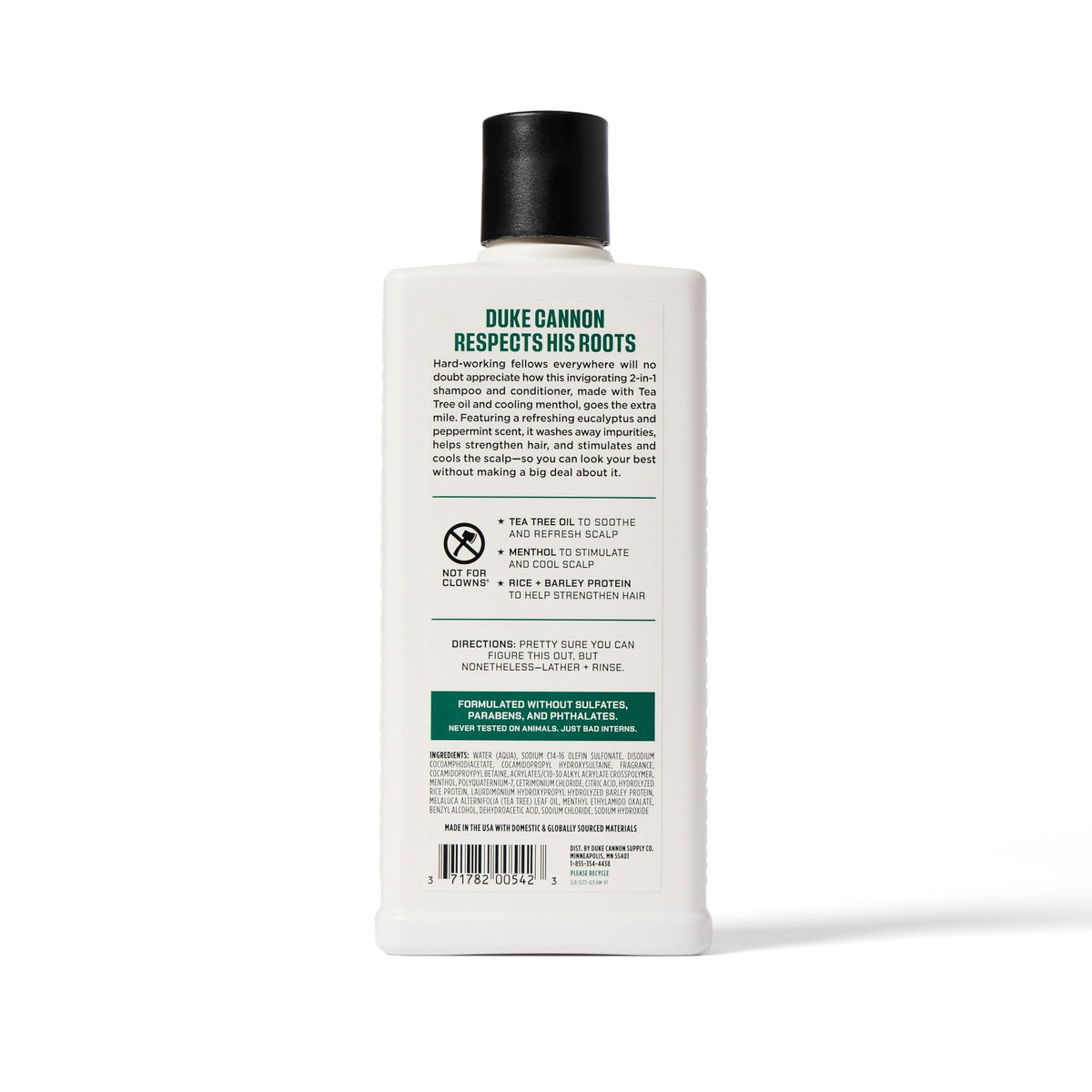 Duke Cannon back label with ingredients list for informed buyers