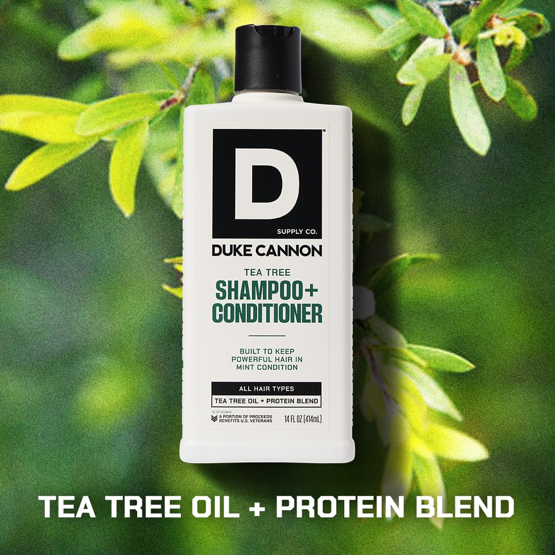 Duke Cannon bottle on shower shelf showing easy everyday use