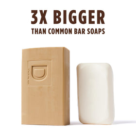 Duke Cannon soap on bathroom shelf in lifestyle setting