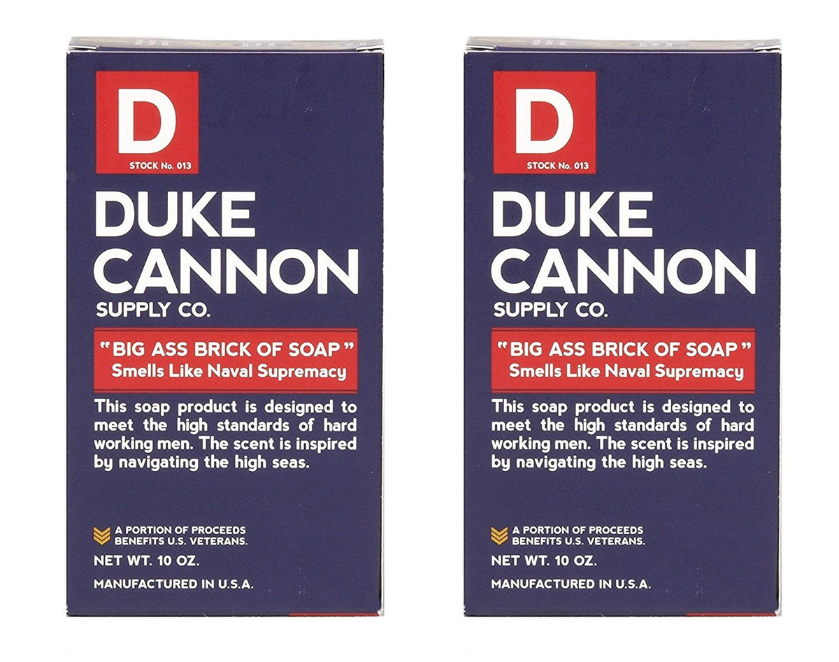 Duke Cannon front packaging showing bold 10 oz bar and clear ocean scent branding for longevity