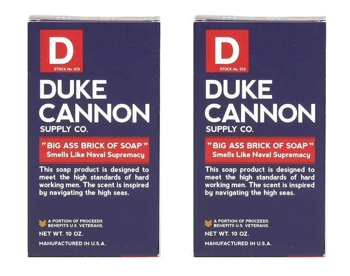 Duke Cannon front packaging showing bold 10 oz bar and clear ocean scent branding for longevity