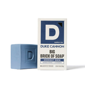 Duke Cannon Bourbon bar label detail showing bold masculine scent