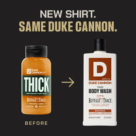 Duke Cannon side label close-up highlighting scent and ingredient details