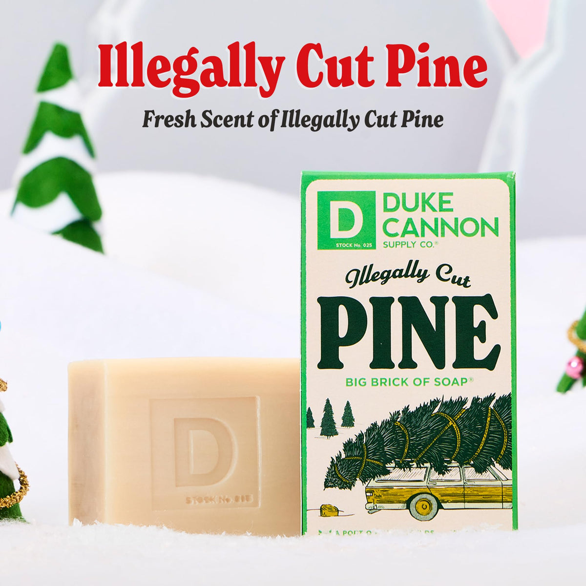 Duke Cannon side profile of the 10 oz big brick soap illustrating large size benefit