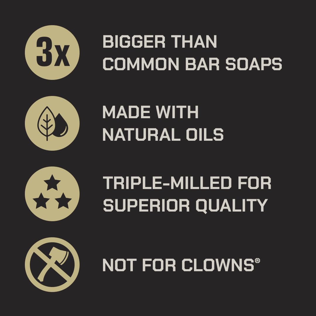 Duke Cannon cut bar showing dense, triple-milled soap for longevity