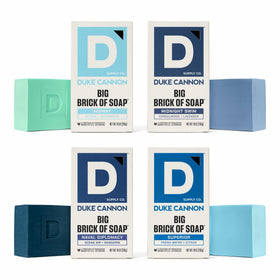 Duke Cannon four-pack front packaging showing all four scent names and bold design