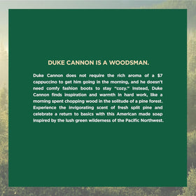 Duke Cannon side view with weight stamp showing substantial 10 oz durability