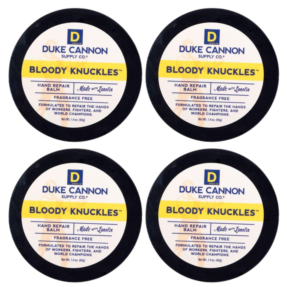 Duke Cannon front packaging showing four tubes and clear product branding for convenience