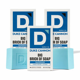 Duke Cannon front packaging showing bold branding and three-bar value