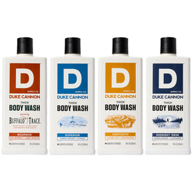 Duke Cannon gift box styled with ribbon demonstrating premium presentation and gifting appeal