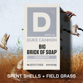 Duke Cannon bar forming rich lather in hands for thorough cleansing benefit