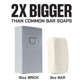 Duke Cannon soap on bathroom shelf styled for rugged everyday grooming benefit
