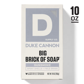 Duke Cannon soap next to ruler showing 10 oz size for value-per-bar benefit