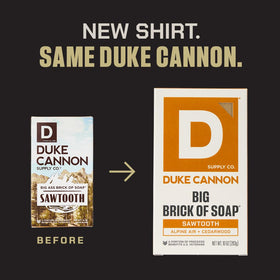 Duke Cannon High Country lather on loofah demonstrating rich foam benefit
