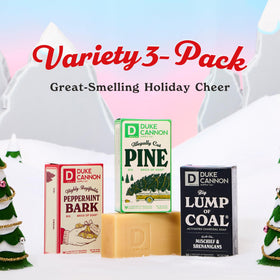 Duke Cannon arranged bars showing each scent label for easy selection benefit