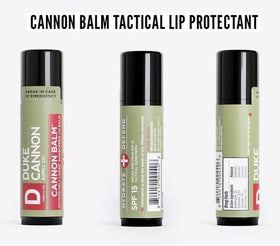 Duke Cannon label spf closeup showing SPF 15 protection for UV defense
