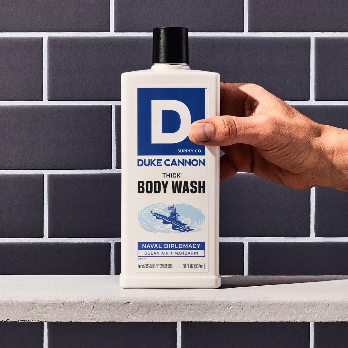 Duke Cannon lather on skin demonstrating rich suds and effective cleansing