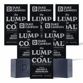 Duke Cannon front packaging showing holiday lump of coal presentation and gift appeal