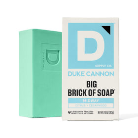 Duke Cannon Midway in a shower scene illustrating rugged scent for active routines