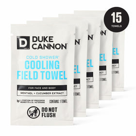 Duke Cannon towel used outdoors after activity providing fast clean and cool
