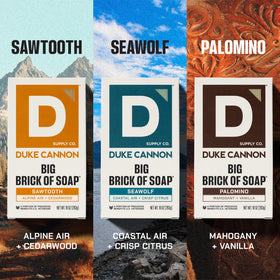 Duke Cannon Palomino bar close-up showing texture and warm scent notes for comforting showers