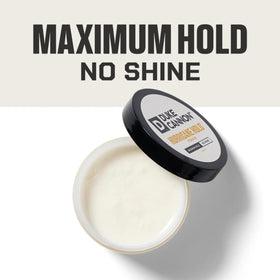 Small amount of Duke Cannon pomade on hand ready to apply for firm hold