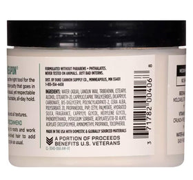 Duke Cannon label and ingredients shot showing beeswax and Vitamin E benefits and transparency