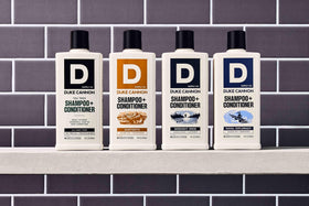 Duke Cannon ingredient visual featuring tea tree, menthol, rice protein