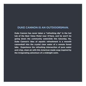 Duke Cannon size comparison in hand illustrating 10 oz scale and long-lasting value