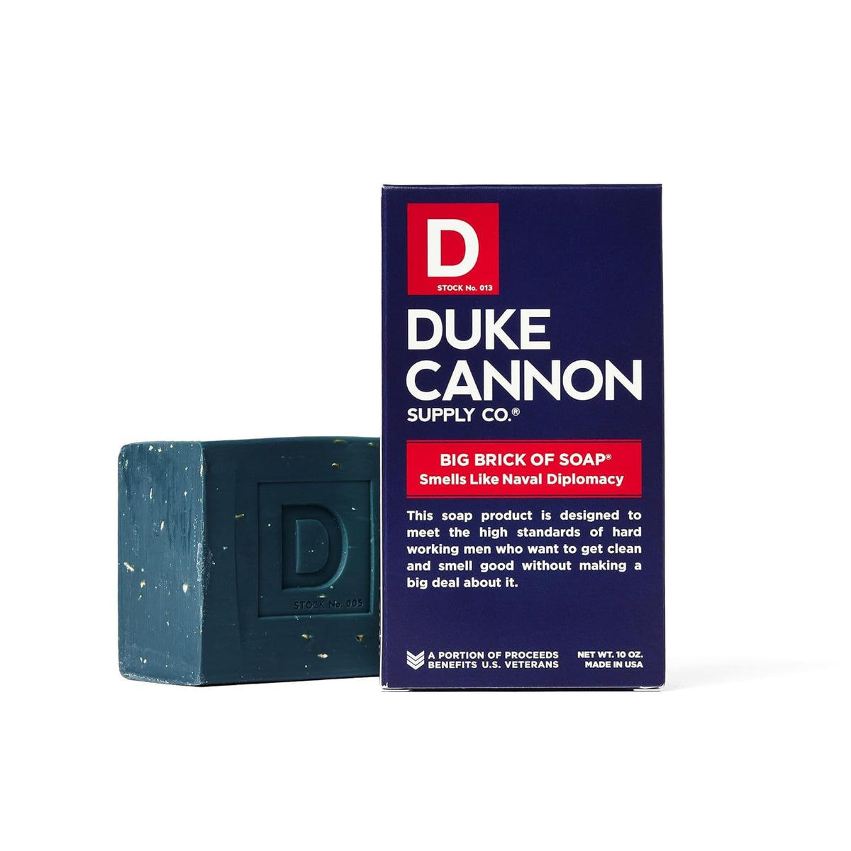 Duke Cannon close-up texture with steel-cut grains visible, exfoliating action benefit