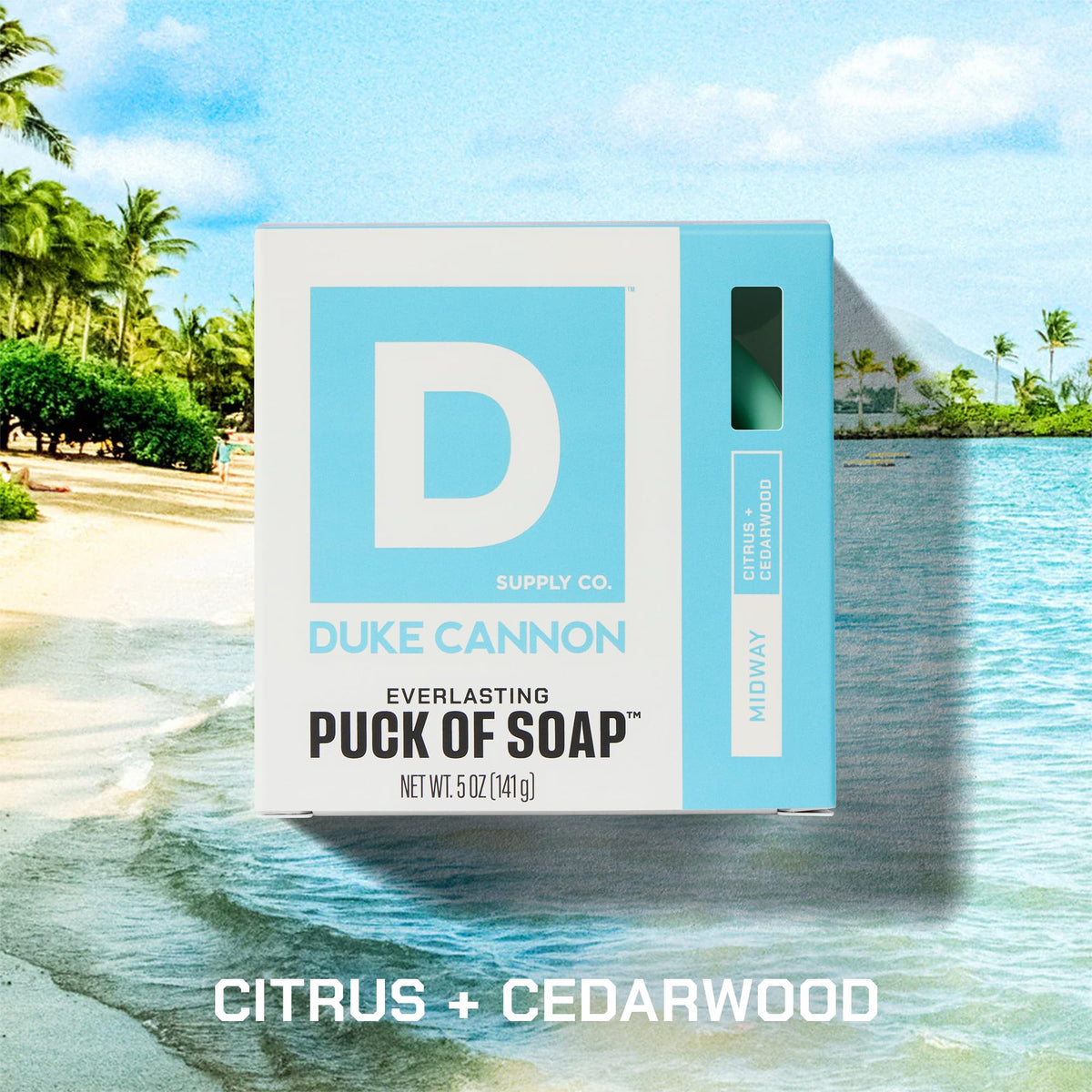 Duke Cannon puck foaming in hand showing creamy lather for effective cleansing
