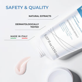 DULÀC gel-cream applied to lower leg demonstrating cooling sensation benefit