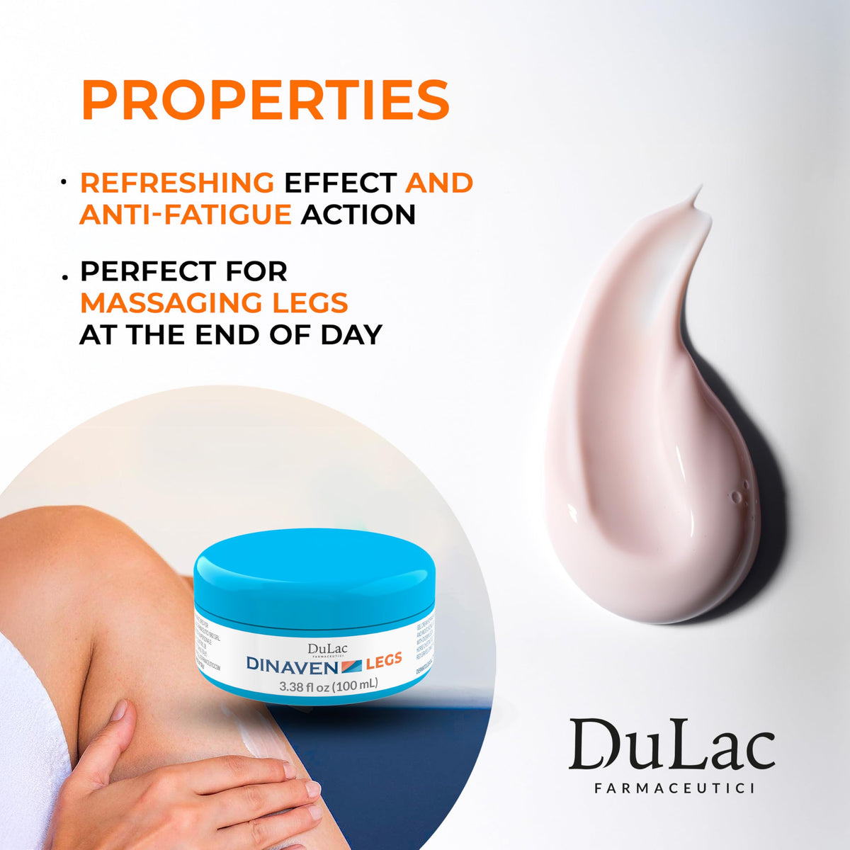 DULÀC Dinaven tube next to everyday items showing 3.38 fl oz travel-friendly convenience