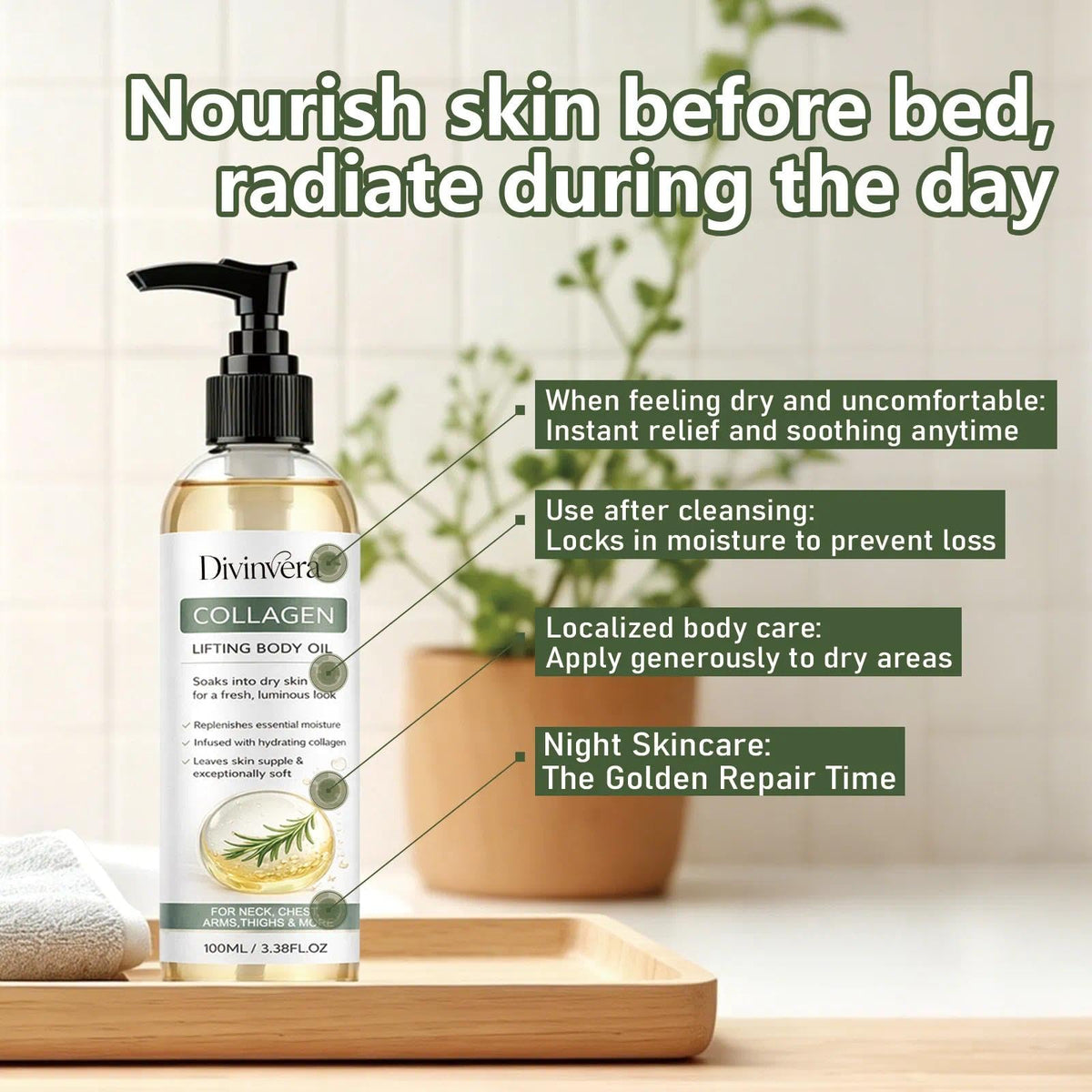 Dulave Divinvera pump dispensing oil for controlled, no-waste application