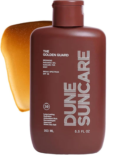 DUNE Golden Guard front packaging showing SPF 30 and tinted glow benefit