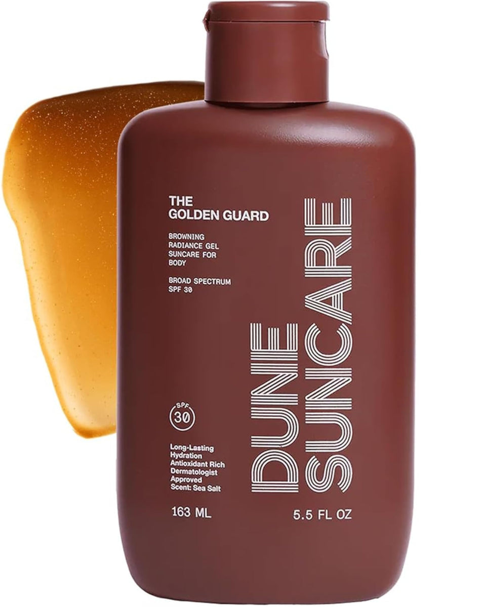 DUNE Golden Guard front packaging showing SPF 30 and tinted glow benefit